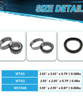 Front Wheel Hub Bearing Seal Assembly Kit For Tacoma Pickup 1995 Through 2004 Direct Fit Plug And Play Replacement, bearings and seals displayed with size