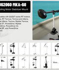 Beefy Trolling Motor Stabilizer Mount For Terrova Riptide Terrova Ulterra Riptide Ulterra PowerDrive Riptide PowerDrive Black with screws