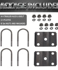 Package with Beefed Up Heavy Duty Trailer U Bolt Kit For 5200 To 7000 Pound Axles Seven Inch Long Half Inch Diameter Two Inch