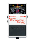 Compact Chromatic Tuner Pedal for Guitar and Bass with 21-Segment LED Meter, High Brightness Mode for Sunny Stages, front view