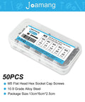 M5 Flat Head Hex Socket Cap Screws Set, Heavy Duty Countersunk and Fully Threaded, 10.9 Grade Alloy Steel With Black Oxide Finish, Metric Allen Hex Drive, 5mm Diameter, 10, 14, 18, 20 and 25mm Lengths, 50 Piece Assortment Kit For Automotive DIY