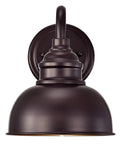 Front view of Industrial Gooseneck Farmhouse Vanity Wall Sconce Oil Rubbed Bronze with round back plate, E26 base, 60W max