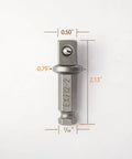 7/16 Hex To 1/2 Square Socket Adapter Drive Converter With Spring Ball Retainer, 2.13 Inch Heavy Duty Tool Accessory