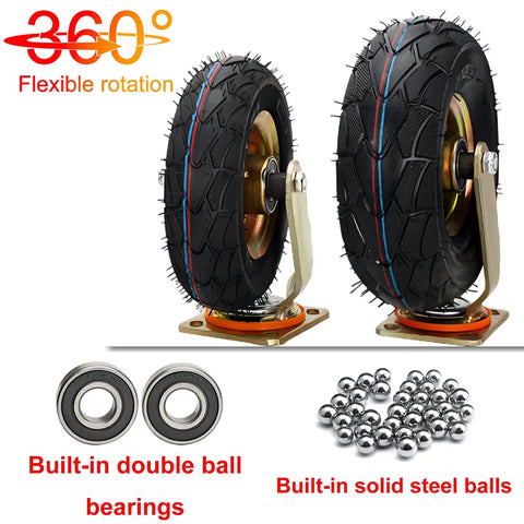 Bulletproof Rubber Caster Wheels For Yard Cart Trolley 2 Pack with flexible 360-degree rotation and double ball bearings.