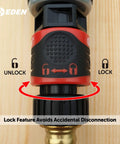 Premium Garden Hose Quick Connect Set With 5-Piece Snap And Lock Fittings showing twist-lock design for secure connections.