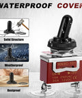 4 Pack SPST Toggle Switches On Off 12V DC 30A Heavy Duty Waterproof With Boot Cap Cover 2 Pin Beefy Brass Terminals