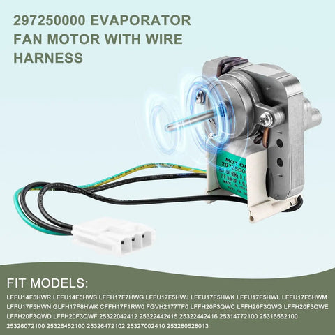 Refrigerator Evaporator Fan Motor Plug And Play Drop In Replacement With Wire Harness For 297309000 297250000