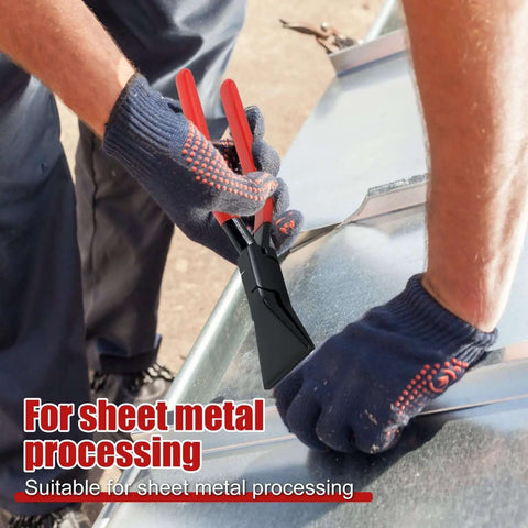 Person using Hands On Sheet Metal Bender Set 2.4 Inch Hand Seamer Pliers for bending sheet metal