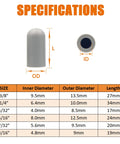 Specification chart and diagram for 80 Piece Rubber Vacuum Cap Set For Cars And Machinery End Plugs Kit For Carburetors And Manifolds.