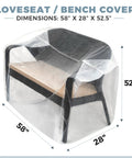 Two Pack Heavy Duty Clear Plastic Patio Bench Cover For Outdoor Furniture Waterproof And Reusable Extra Thick 4mm Cushion Protector Universal Fit For 58 By 28 By 52.5 Inch Loveseats And Cushions Weatherproof showing dimensions