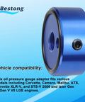 GM Gen IV And Gen V V8 Oil Pressure Gauge Adapter For Diagnostic Oil System Replaces EN 47971 Blue Plug N Play Ready Fits Spin On Filter Mounts Quick Install Accurate Readouts For Performance Engines, blue aluminum adapter
