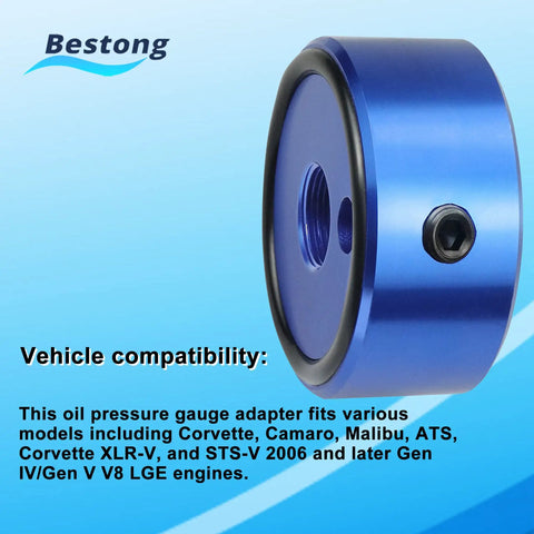 GM Gen IV And Gen V V8 Oil Pressure Gauge Adapter For Diagnostic Oil System Replaces EN 47971 Blue Plug N Play Ready Fits Spin On Filter Mounts Quick Install Accurate Readouts For Performance Engines, blue aluminum adapter