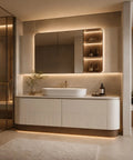 42 Inch Freestanding Single Sink Bathroom Vanity With Defogging LED Mirror Cabinet And Soft Neutral Finish For A Dope Modern Refresh That Hits Different In Your Space - elegant sink with minimalist decor.