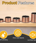 Forty Pcs Flanged Sleeve Bearings Featuring 8mm Bore 10mm OD 6mm Length And 15mm Flange showing various sizes for self-lubricating motion.