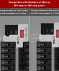 Generator Interlock Kit For 150 And 200 Amp Panels Compatible With Siemens And Murray, diagram showing spacing options