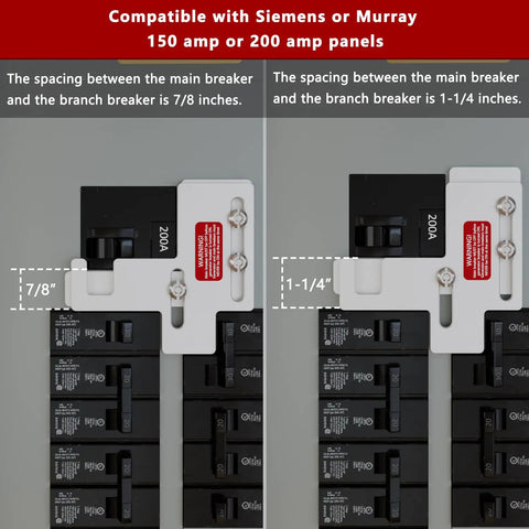 Generator Interlock Kit For 150 And 200 Amp Panels Compatible With Siemens And Murray, diagram showing spacing options