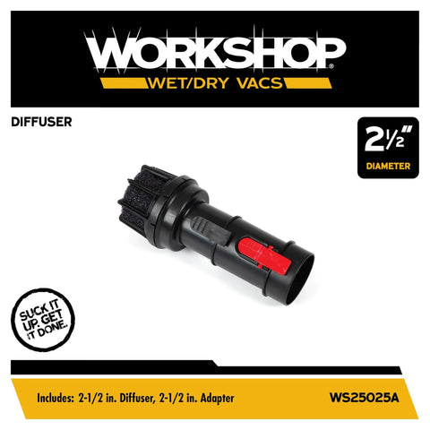 Diffuser Attachment For Wet Dry Vacuum Exhaust Port Reduces Dust Blowing Fits Most Vacuums With 2-1/2 Inch Port