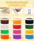 12 containers of colorful dough for 59 Piece 3 In 1 Dough Set For Kids Ages 3 To 8, Art Crafts Dough Tools Kit With Noodle Maker.