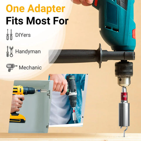 Socket Adapter Set For Impact Drills And Power Tools, Quick Fit One Quarter Inch, Three Eighths Inch, One Half Inch Hex Nut Driver Bits