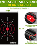 Anti-strike silk velvet hitting target, 40x60 inches, durable material, catching any swing and mis-hits, removable.