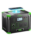 Portable Power Station 519Wh Solar Generator With 500W Continuous Power and 1000W Peak Dual 110V AC Outlets Ten USB Ports