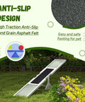 71 Inch Dog Agility Seesaw Outdoor Training Platform with color marked zones, slip-resistant surface in a garden setting.