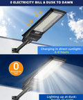 1500W Solar Street Light Outdoor Waterproof Dusk To Dawn Motion Sensor Flood Lights IP67 charging and lighting display