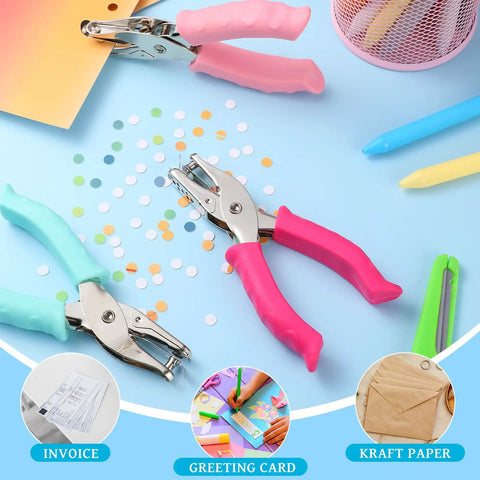 24 Pack Single Hole Punches Handheld One Quarter Inch Metal Paper Puncher With Soft Grip Handles for DIY Crafts