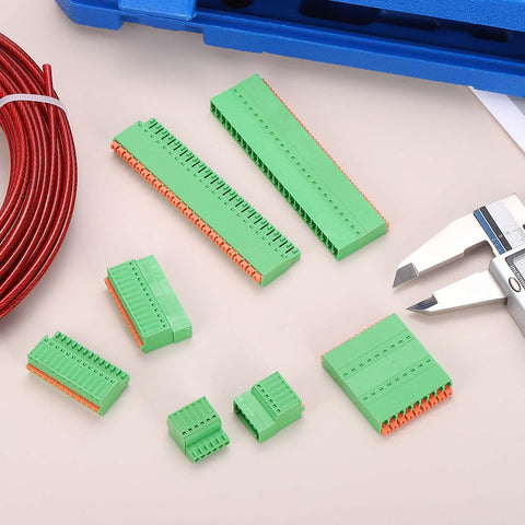 Four Piece 3.5mm Pitch Spring PCB Terminal Block Connector 3 Pin Pluggable Male Female Plug And Play Wiring Terminals Green