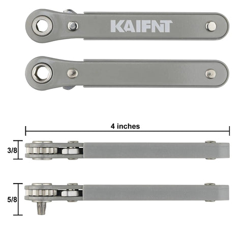 Ultra Low Profile Screwdriver Bit Set With Mini Ratchet Wrench For One Quarter Inch Drive, wrench dimensions detailed view.