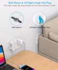 Plug Away With This Slick Flat Surge Protector Power Strip Featuring Eight Roomy Ac Outlets And Four Fast Usb Ports To Charge All Your Gear Smoothly Without Cluttering Your Desk Or Emptying Your Wallet, showing right angle flat plug.