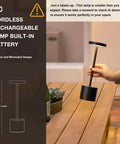 Cordless Table Lamp Set of 2 with 4000mAh Rechargeable Battery Wireless LED Lamps on wooden table indoors