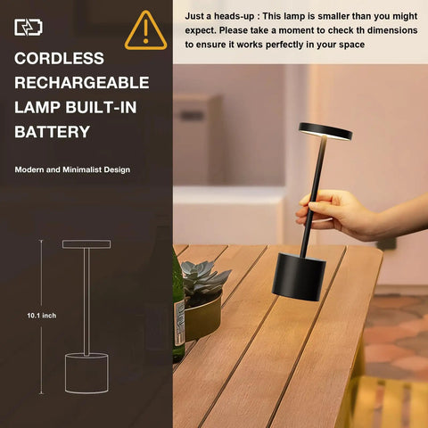 Cordless Table Lamp Set of 2 with 4000mAh Rechargeable Battery Wireless LED Lamps on wooden table indoors