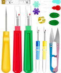 All-In-One Sewing Seam Ripper Kit With 2 Large And 2 Small Rippers, Stitch Remover Tools, Thread Removers, Needle Threaders, Scissors, Thimble, Tape Measure, Tailor Awl And Thread Snips displayed.