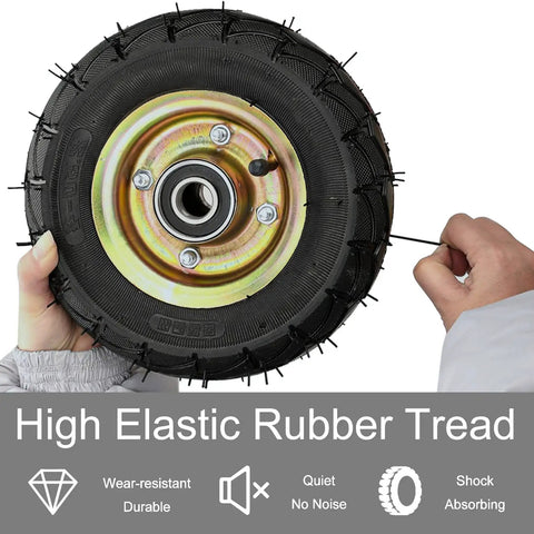Premium Pneumatic Rubber Caster Wheels Featuring Heavy Duty Swivel Brakes For Back Breaking Carts And Tool Dollies Gotta Roll Slick Outdoors, showcasing high elastic rubber tread.