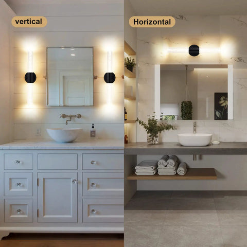 Black Modern LED Vanity Light Fixture Wall Sconce With Bubble Crystal Design Nineteen Point Eight Inch Long 3000K Warm White