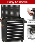 Rolling Tool Chest With Wheels For Garage Or Workshop, 7 Drawers Metal Tool Box With Pegboard, Heavy Duty Steel Construction