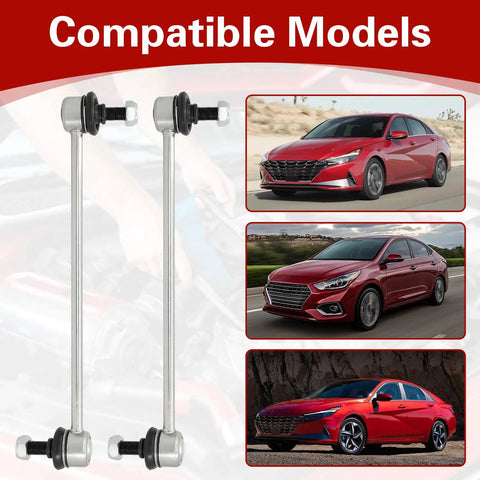 Hyundai Kia Front Stabilizer Sway Bar Link Kit Fits Accent Elantra Tucson Veloster Rio Forte Soul Sportage 2011 To 2022 Easy Install Durable Replacement No Hassle Fit, steel pair