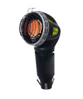 Portable 4000 BTU radiant propane heater with 1 lb cylinder, designed for golf carts, safety tip switch for outdoor use.
