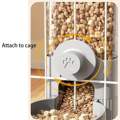Cage Hanging Pet Bowl Gravity Water Dispenser For Dogs Cats Rabbits Kick Resistant Double Feeder with food dispenser detail.
