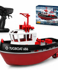 1/72 RC Tugboat For Pools And Lakes With 2.4Ghz Remote High Speed Propulsion LED Lights Low Battery Alarm Easy Steering