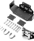 Beefed-Up Winch Mounting Bracket Plate with 4 7 8 Inch Winch Roller Fairlead Cable Guide for Honda Pioneer 500 2015 2023 2025 and Pioneer 520 2021 2025 Fitment 2000 To 3500 Lbs Capacity, steel components and hardware included.