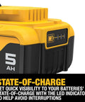 DCB205R 20V Max 5Ah Lithium Ion Battery Renewed With LED Charge Indicator showing charge status