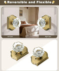 Clear Glass Diamond Door Knob Set With Privacy Lock In Antique Brass Finish, installed on bedroom door with antique brass rosette
