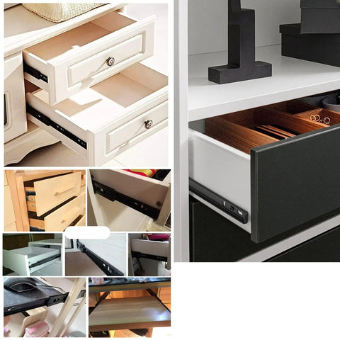 Beefy Heavy Duty Ball Bearing Drawer Slides 30kg Capacity For Kitchen Cabinets And Desks, Silent Metal Runners, Smooth 2 Section Guide Rails For Keyboard Trays, Includes Fixing Screws on cabinet drawers