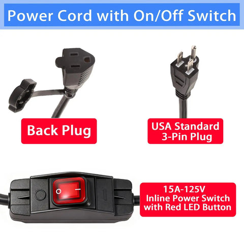 Tough As Nails 8Ft Outdoor Extension Cord With Waterproof Inline Switch 15Amp 14Awg Power Cable showing USA standard plugs and power switch.