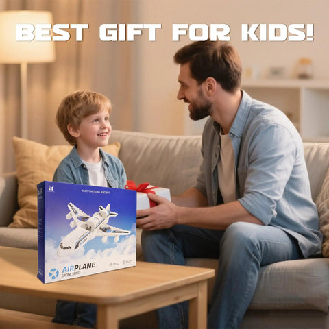Child receiving RC Drone Remote Control Airplane Ready To Fly Foam Jet Fighter Stunt Plane With 360 Degree Flips as a gift