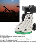 Aluminum Latitude Adjustment Seat for Telescopes with adjustable angle and 3/8 inch base thread, shown with starry night backdrop.