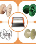 Heavy Duty Cable Roller Stand With 28-Inch Reel Capacity and various reel types in background