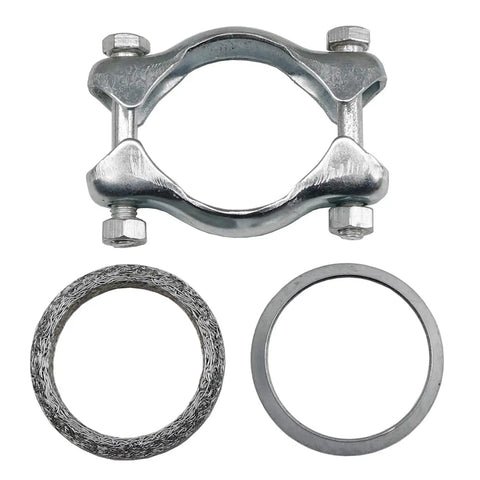 Tailpipe Install Kit Silver Finish With Gasket, Clamps, Bolts And Nuts - Durable OE-Style Fit For Quick Exhaust System Replacement Without Hassles